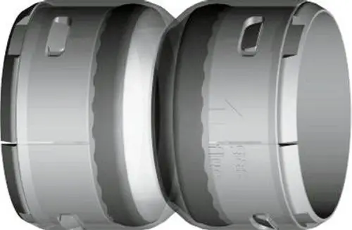 Verbindungsstück für flexible Rohre mit zwei Kupplungen. Das Produkt ist von der Marke Wolf und ermöglicht die Verbindung von zwei DN60-Rohren.